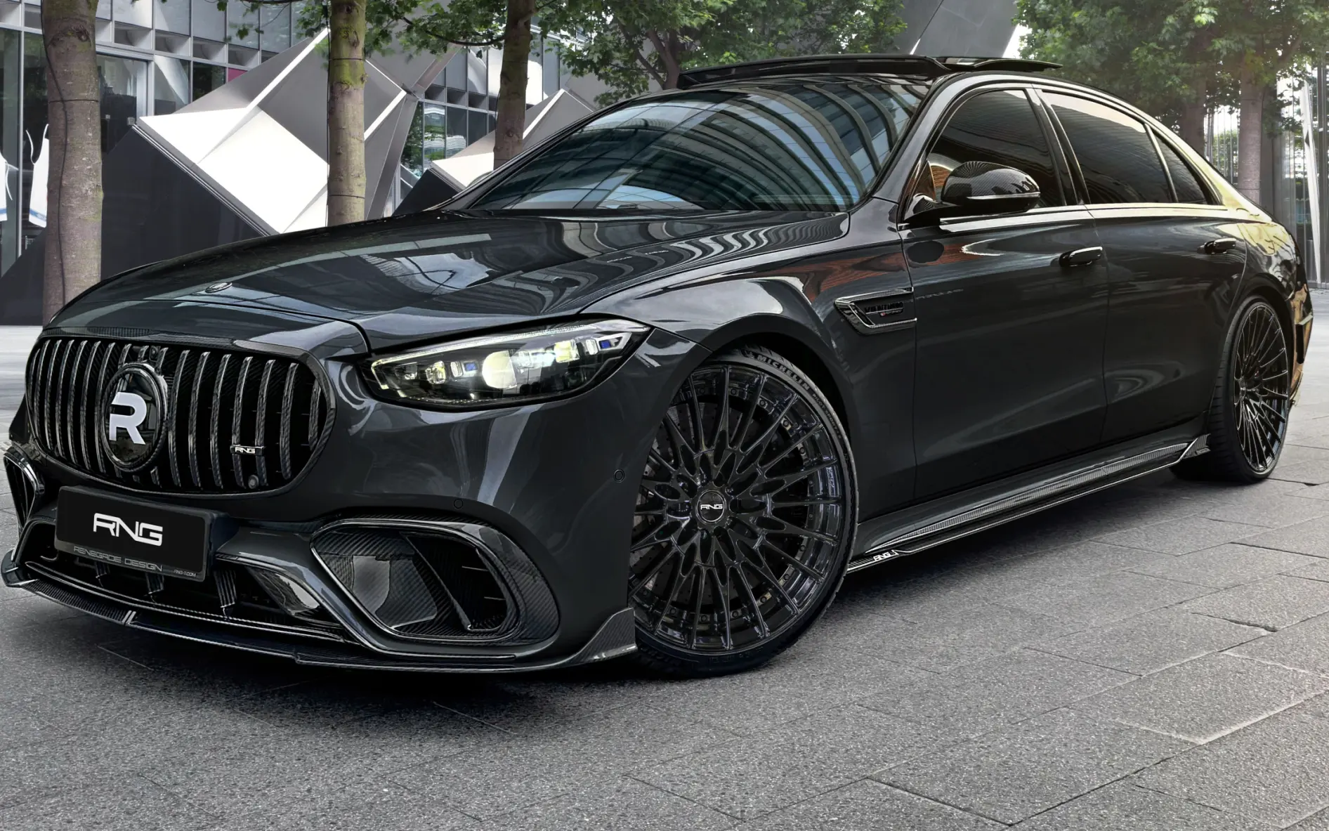Carbon front bumper splitter for Mercedes-Benz S63 W223