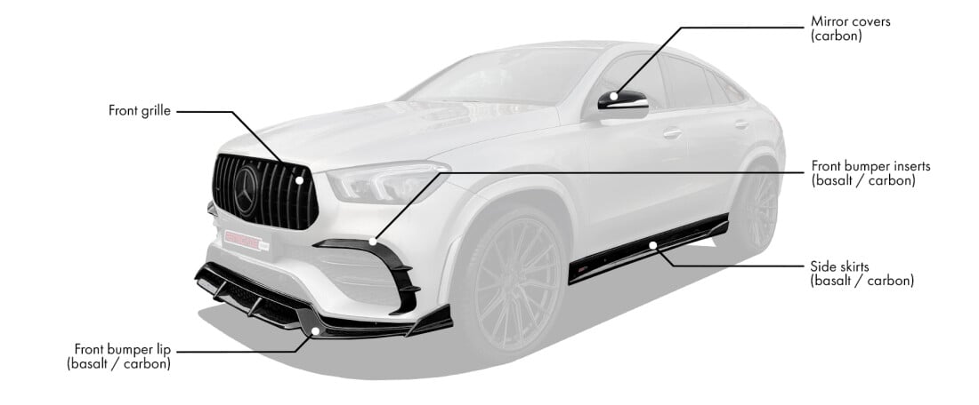Body kit for Mercedes-Benz GLE Coupe C167 includes: