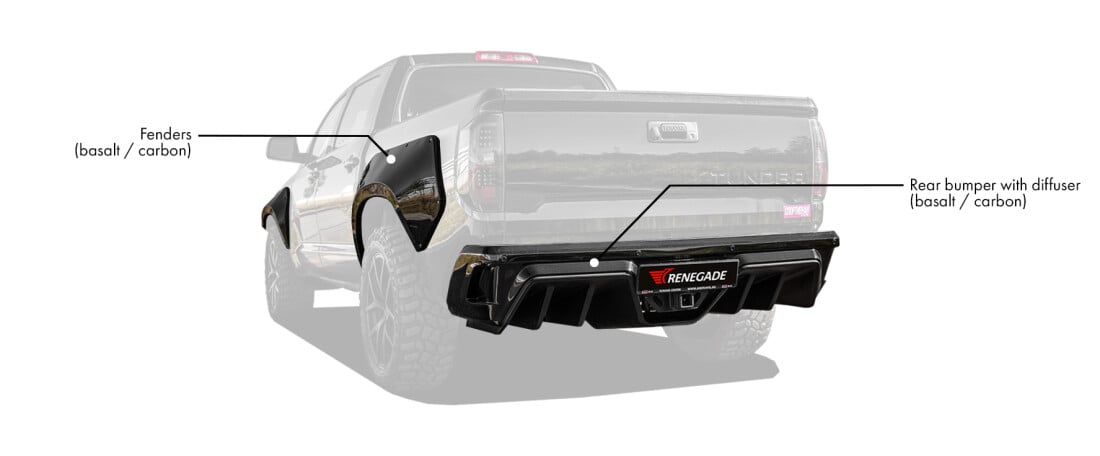 Body kit for Toyota Tundra includes: