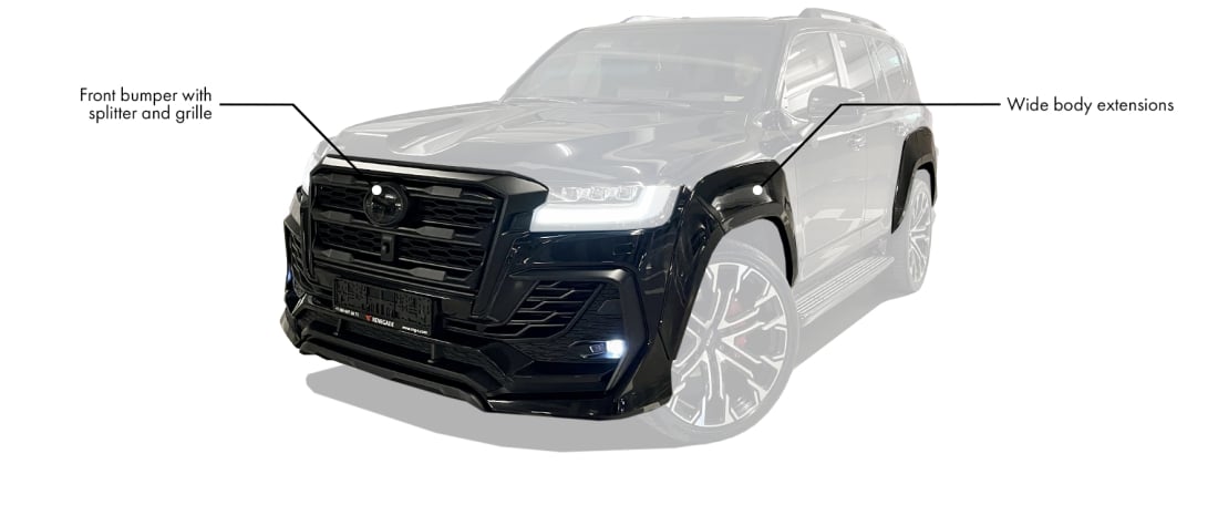 Body kit for Toyota Land Cruiser 300 includes: