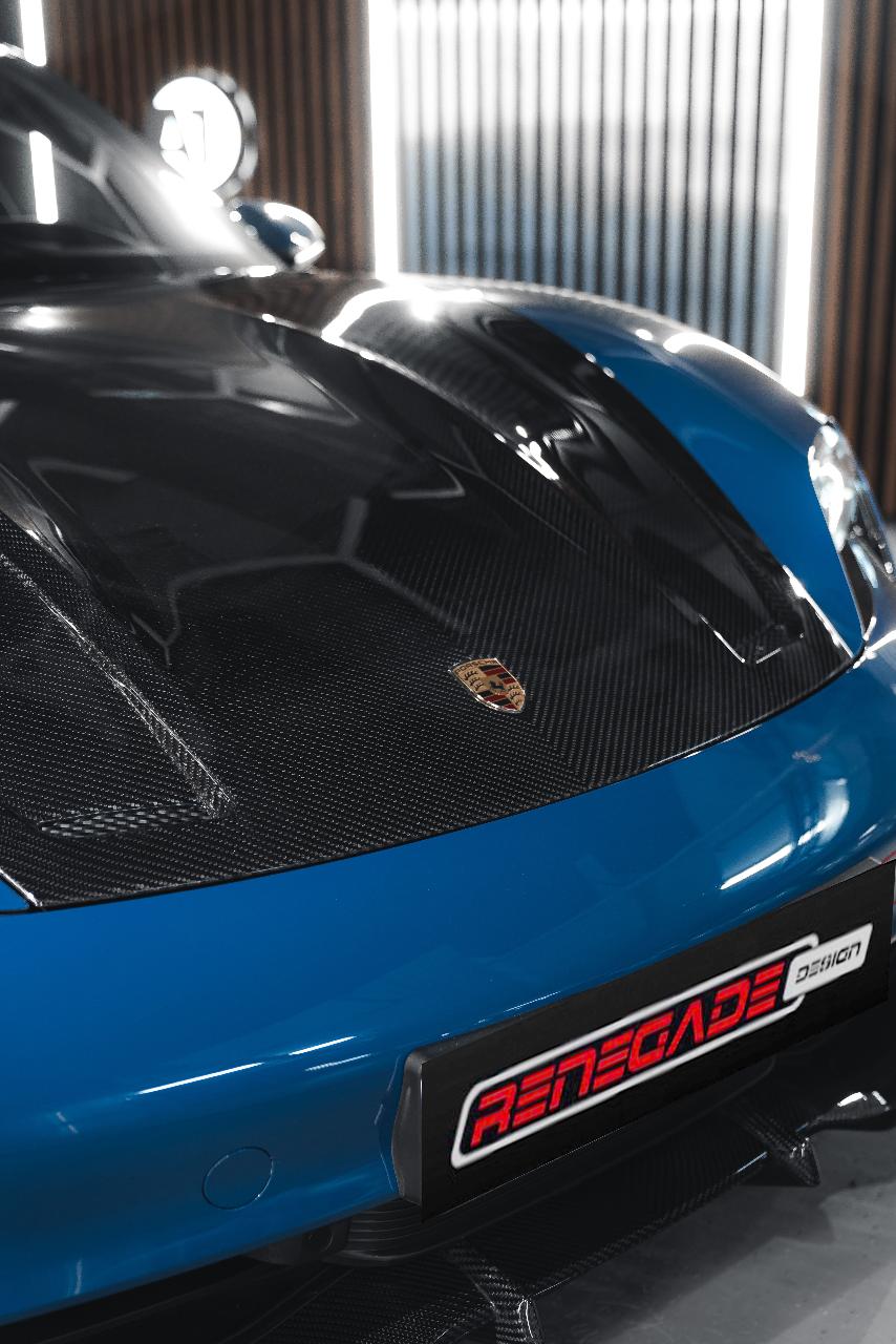 Carbon Hood For Porsche Taycan Renegade Design