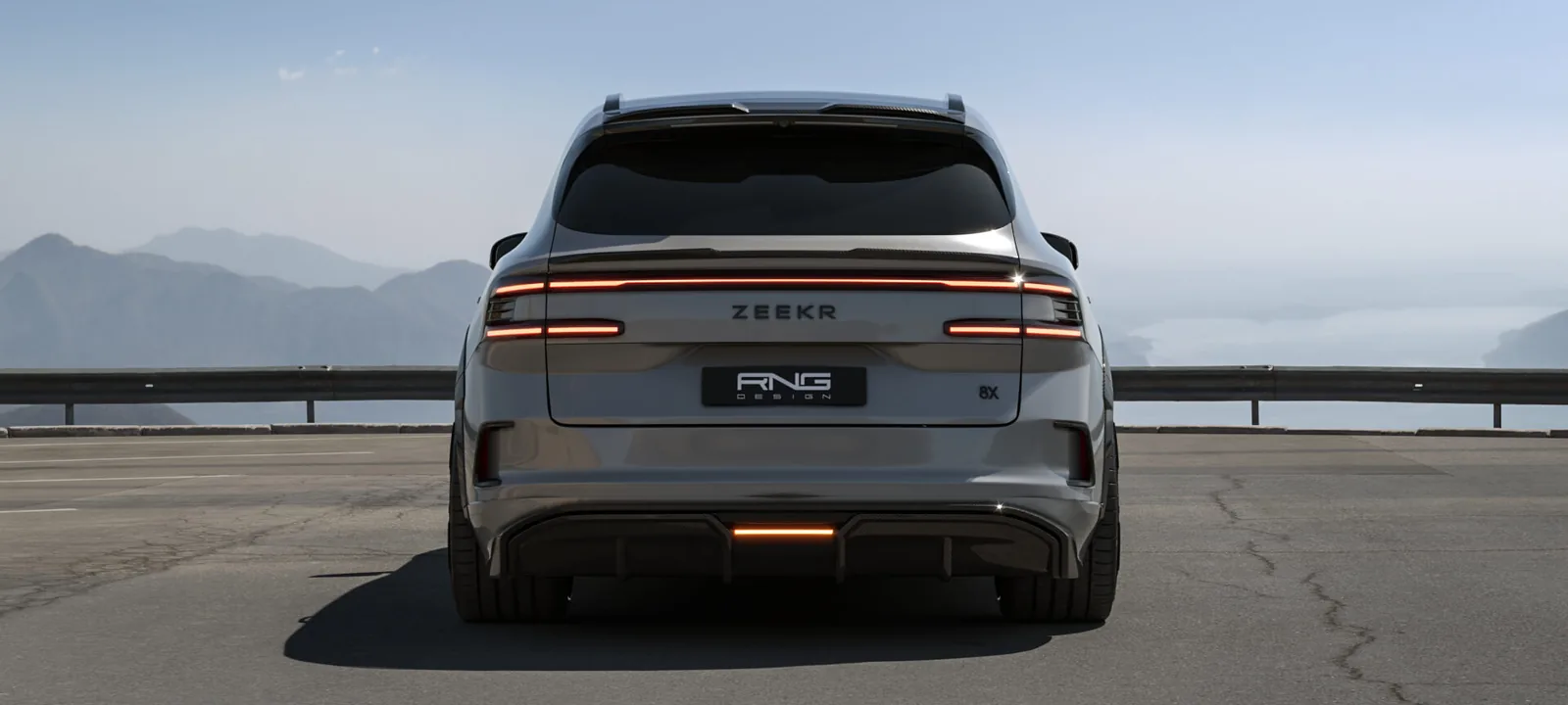 Zeekr 8X with carbon wide body kit, rear